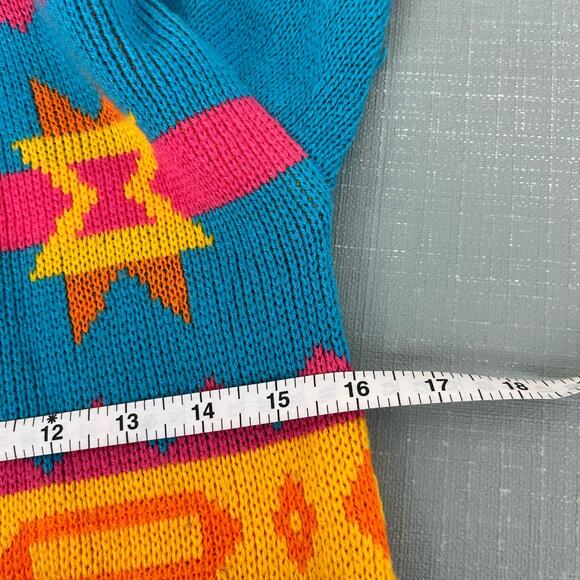 Go Nilly by AKM Blue Patterned Sweater Large 14 - Picture 8 of 9